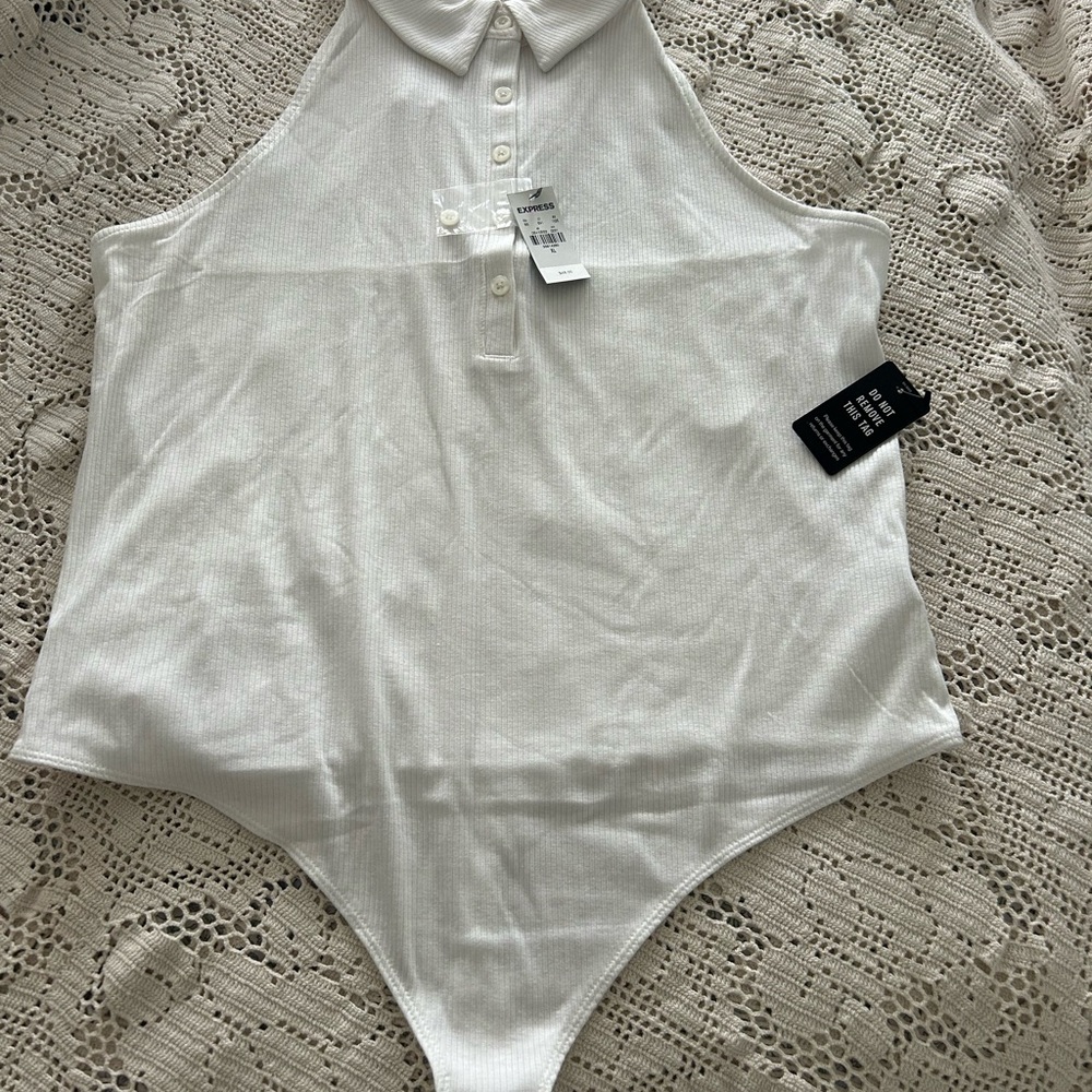 Express White Sleeveless Bodysuit